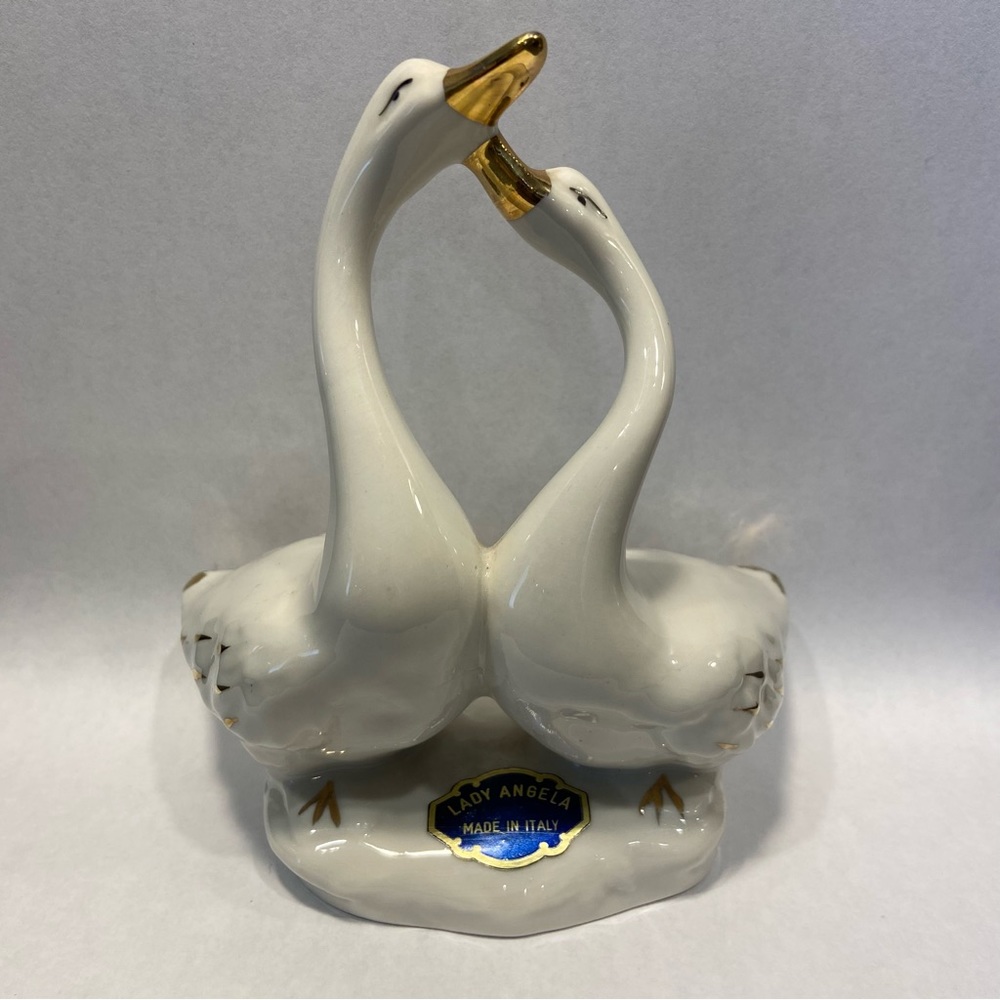 Capodimonte figurine Geese gold lustre Lady Angela 5” sticker